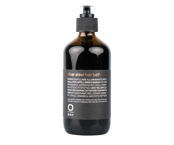 OW MEN silver steel hair bath Baño capilar iluminante anti-amarillo para cabello gris y con canas.